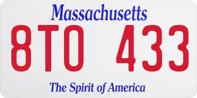 MA license plate 8TO433