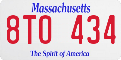 MA license plate 8TO434