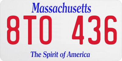 MA license plate 8TO436