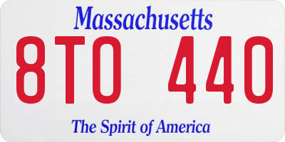 MA license plate 8TO440