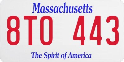 MA license plate 8TO443