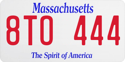 MA license plate 8TO444