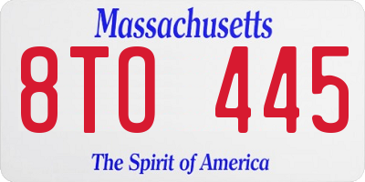 MA license plate 8TO445