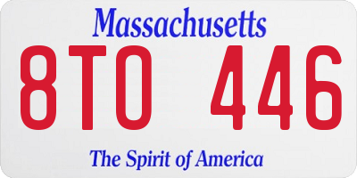 MA license plate 8TO446