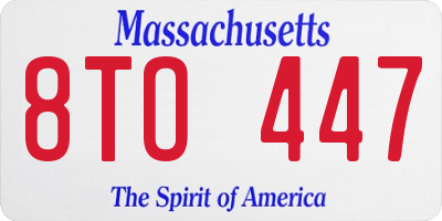 MA license plate 8TO447