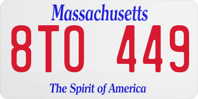 MA license plate 8TO449