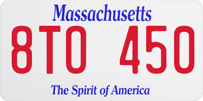 MA license plate 8TO450