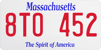 MA license plate 8TO452