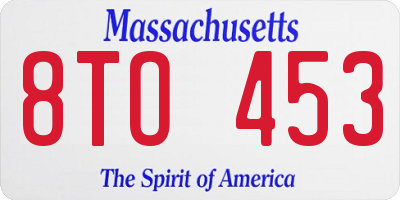 MA license plate 8TO453