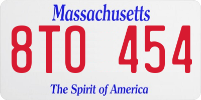 MA license plate 8TO454