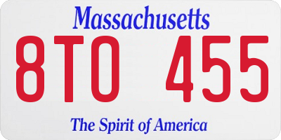 MA license plate 8TO455