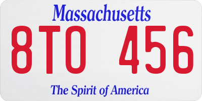 MA license plate 8TO456