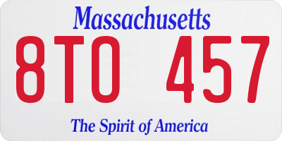 MA license plate 8TO457