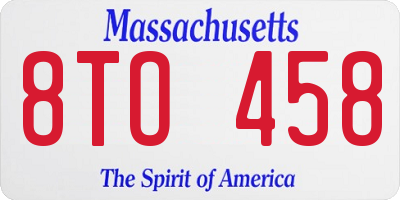 MA license plate 8TO458