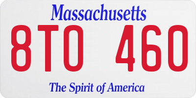 MA license plate 8TO460