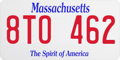 MA license plate 8TO462