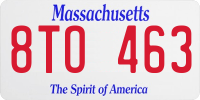 MA license plate 8TO463
