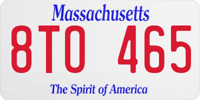 MA license plate 8TO465
