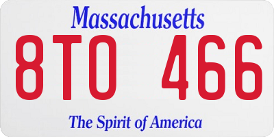 MA license plate 8TO466