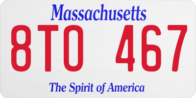 MA license plate 8TO467