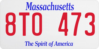 MA license plate 8TO473