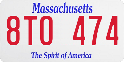 MA license plate 8TO474