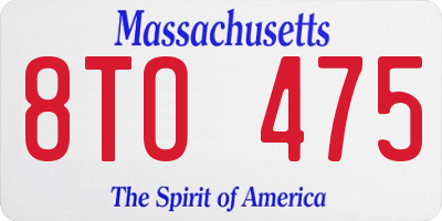 MA license plate 8TO475