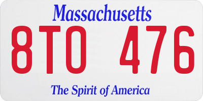 MA license plate 8TO476