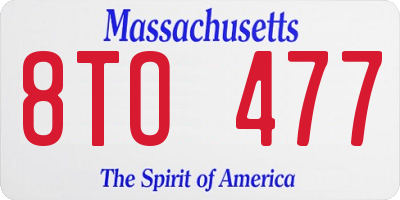 MA license plate 8TO477