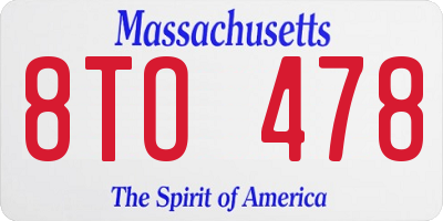MA license plate 8TO478
