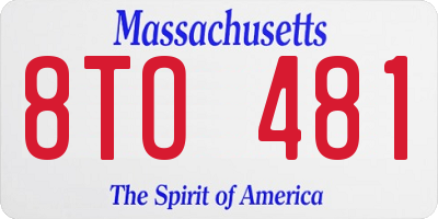 MA license plate 8TO481