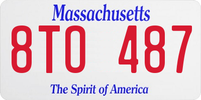 MA license plate 8TO487