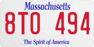 MA license plate 8TO494