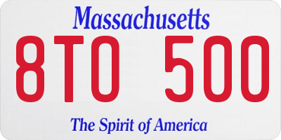 MA license plate 8TO500