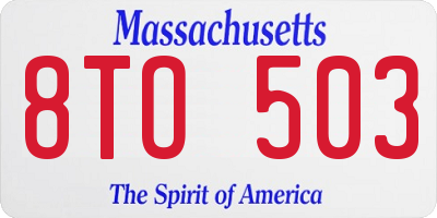 MA license plate 8TO503