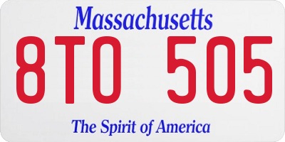 MA license plate 8TO505