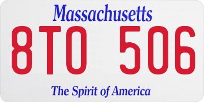 MA license plate 8TO506