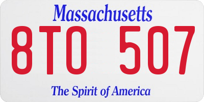 MA license plate 8TO507