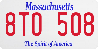 MA license plate 8TO508