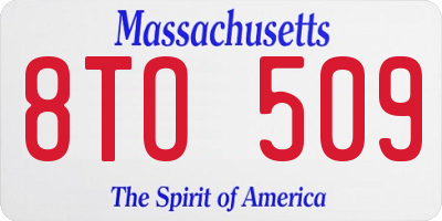 MA license plate 8TO509