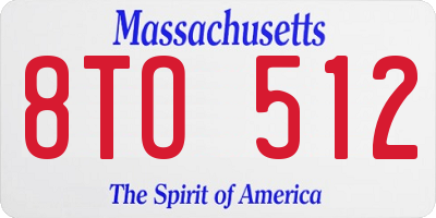 MA license plate 8TO512