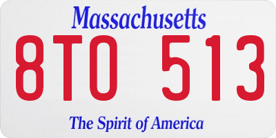 MA license plate 8TO513