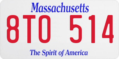 MA license plate 8TO514