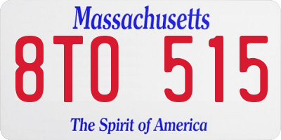 MA license plate 8TO515