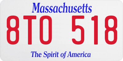 MA license plate 8TO518