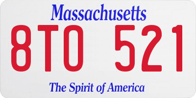 MA license plate 8TO521