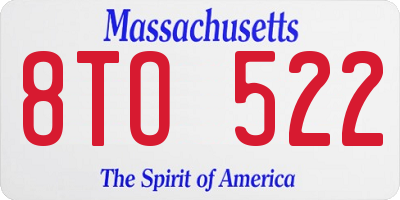 MA license plate 8TO522