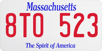 MA license plate 8TO523