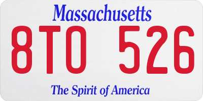 MA license plate 8TO526