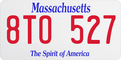 MA license plate 8TO527